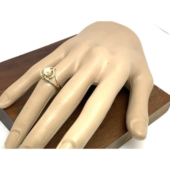 Pearl Cocktail Ring Heart Shape 14k Yellow Gold Estate Jewelry Women's Size 6.25 - Picture 14 of 14